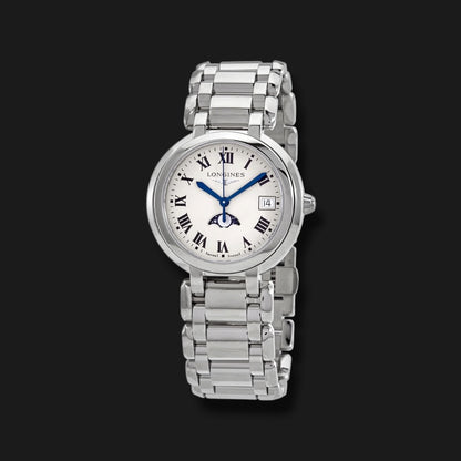 LONGINES PRIMALUNA MOONPHASE SILVER DIAL 34mm