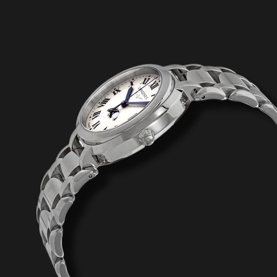 LONGINES PRIMALUNA MOONPHASE SILVER DIAL 34mm