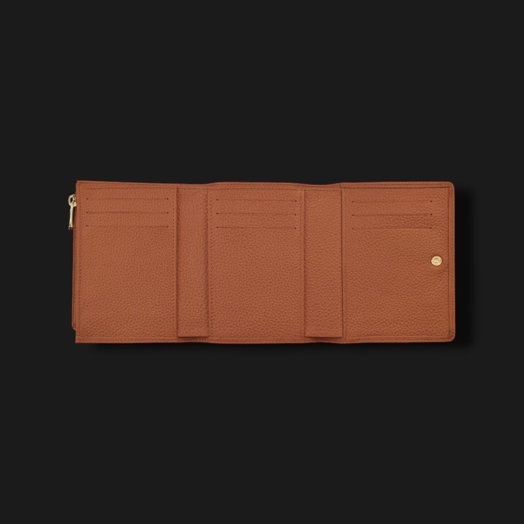 LONGCHAMP COMPACT CARAMEL LEATHER